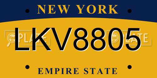 LKV8805 New York License Plate