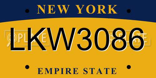 LKW3086 New York License Plate