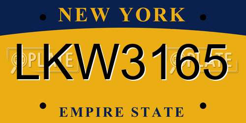 LKW3165 New York License Plate
