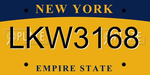 LKW3168 New York License Plate