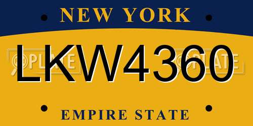 LKW4360 New York License Plate