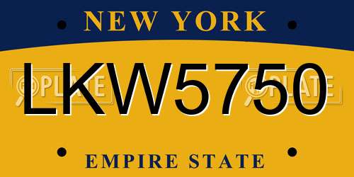 LKW5750 New York License Plate