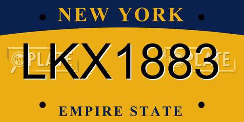 LKX1883 New York License Plate