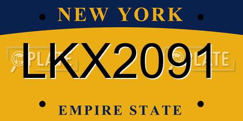 LKX2091 New York License Plate