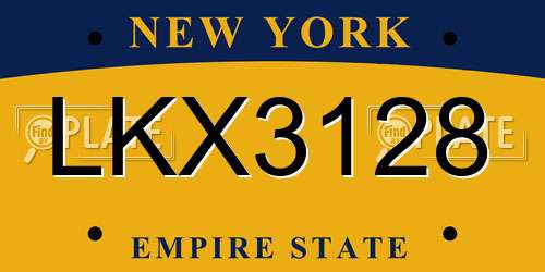 LKX3128 New York License Plate