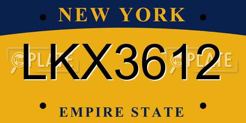 LKX3612 New York License Plate