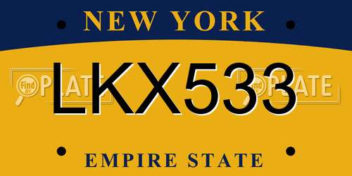 LKX533 New York License Plate