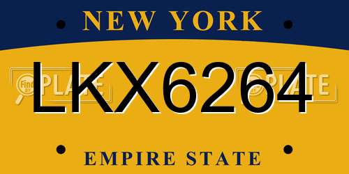 LKX6264 New York License Plate