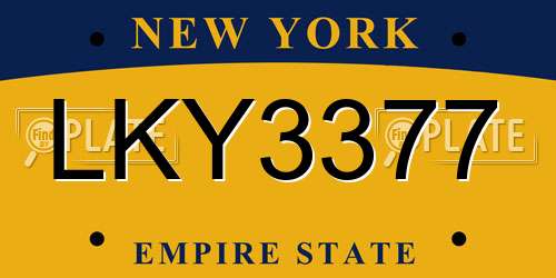 LKY3377 New York License Plate