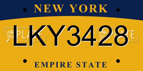 LKY3428 New York License Plate