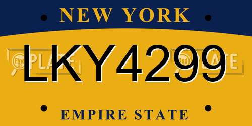 LKY4299 New York License Plate