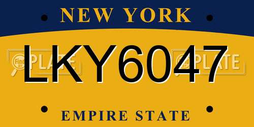 LKY6047 New York License Plate