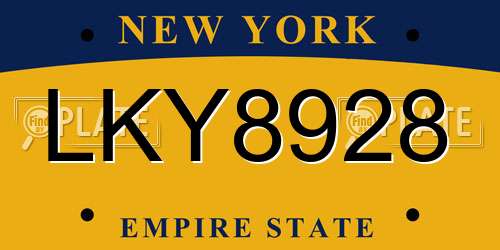 LKY8928 New York License Plate