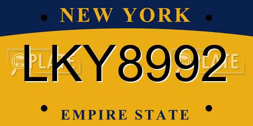 LKY8992 New York License Plate