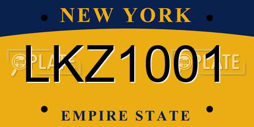 LKZ1001 New York License Plate