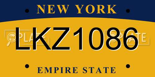LKZ1086 New York License Plate