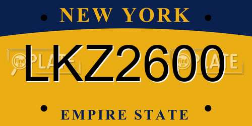 LKZ2600 New York License Plate