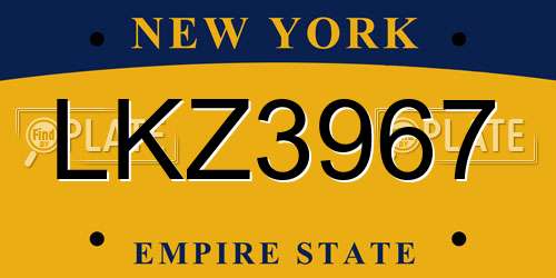 LKZ3967 New York License Plate