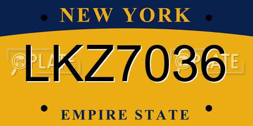 LKZ7036 New York License Plate