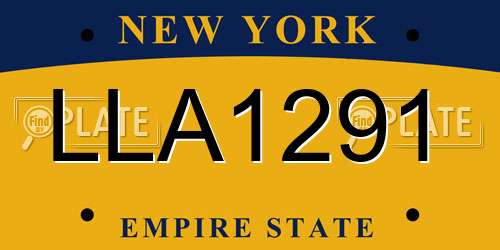 LLA1291 New York License Plate