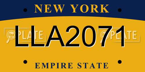 LLA2071 New York License Plate