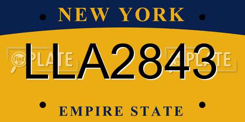 LLA2843 New York License Plate