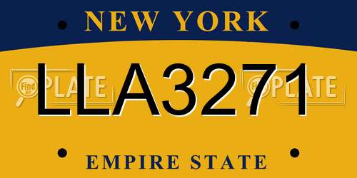 LLA3271 New York License Plate