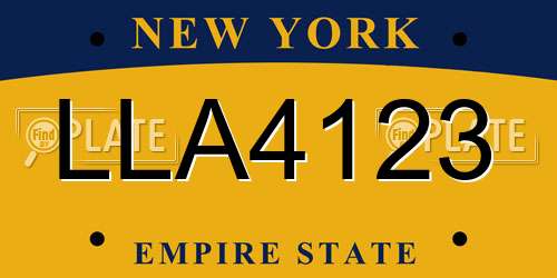 LLA4123 New York License Plate