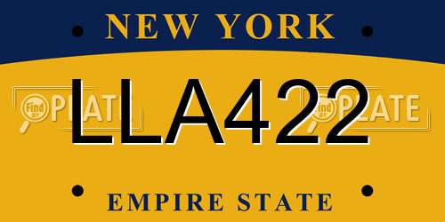 LLA422 New York License Plate