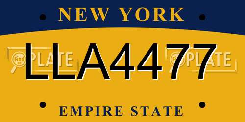 LLA4477 New York License Plate