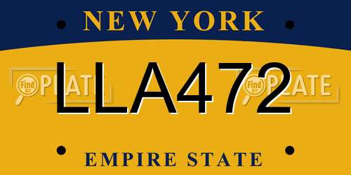 LLA472 New York License Plate