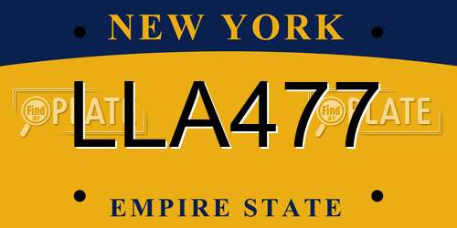 LLA477 New York License Plate