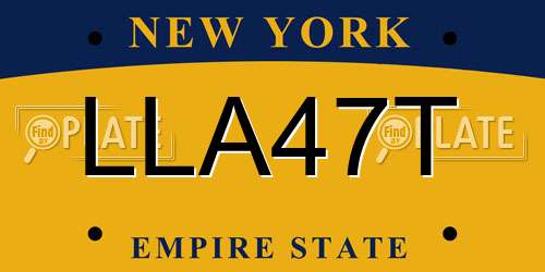 LLA47T New York License Plate