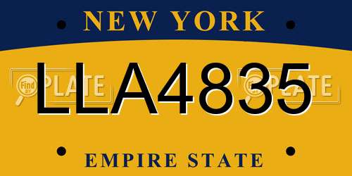 LLA4835 New York License Plate