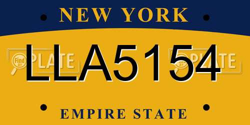 LLA5154 New York License Plate