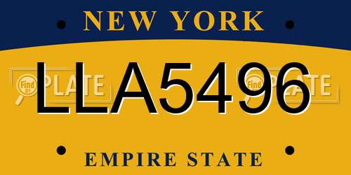 LLA5496 New York License Plate