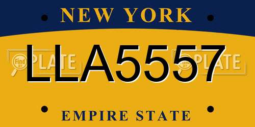 LLA5557 New York License Plate