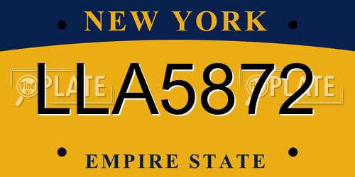 LLA5872 New York License Plate