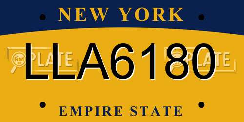 LLA6180 New York License Plate
