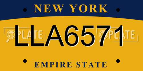 LLA6571 New York License Plate