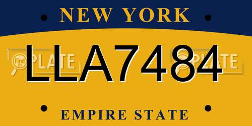 LLA7484 New York License Plate