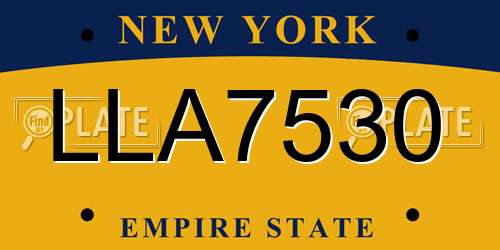 LLA7530 New York License Plate