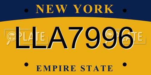 LLA7996 New York License Plate