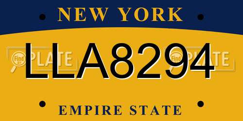 LLA8294 New York License Plate