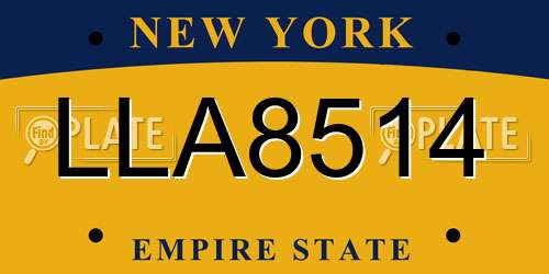 LLA8514 New York License Plate