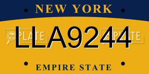 LLA9244 New York License Plate