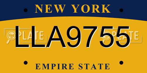 LLA9755 New York License Plate