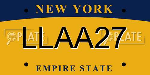 LLAA27 New York License Plate