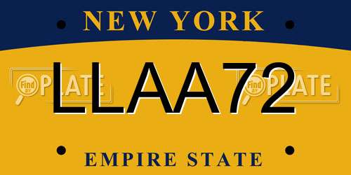 LLAA72 New York License Plate