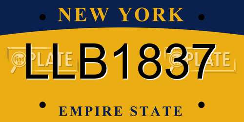 LLB1837 New York License Plate